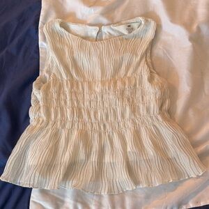 H&M Cream Sleeveless Smocked Peplum Tank Top